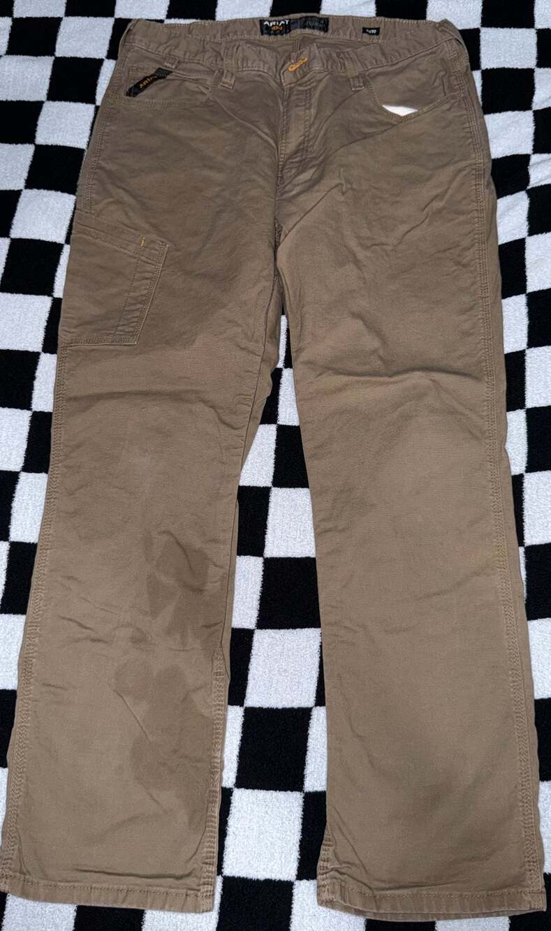 Ariat Rebar M4 Relaxed Straight Work Pants Brown 33x32